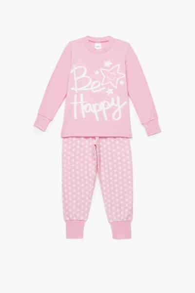 Πυζάμα παιδική χειμερινή με τύπωμα Be Happy - Pretty Baby