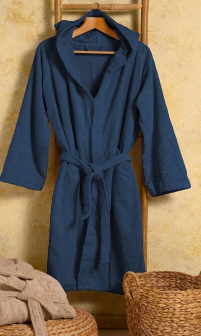 Melinen Bloom Μπουρνούζι με Κουκούλα Navy Blue