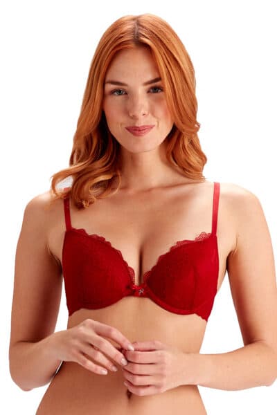 Pretty Polly Lola Push Up Σουτιέν με Δαντέλα - Σκούρο Κόκκινο