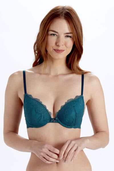 Pretty Polly Lola Push Up Σουτιέν με Δαντέλα - Πετρόλ