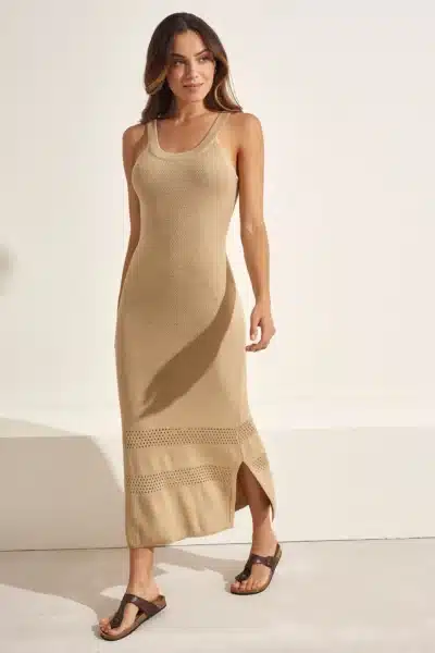 SELMARK Φόρεμα καλοκαιρινό Μπεζ Slim Fit